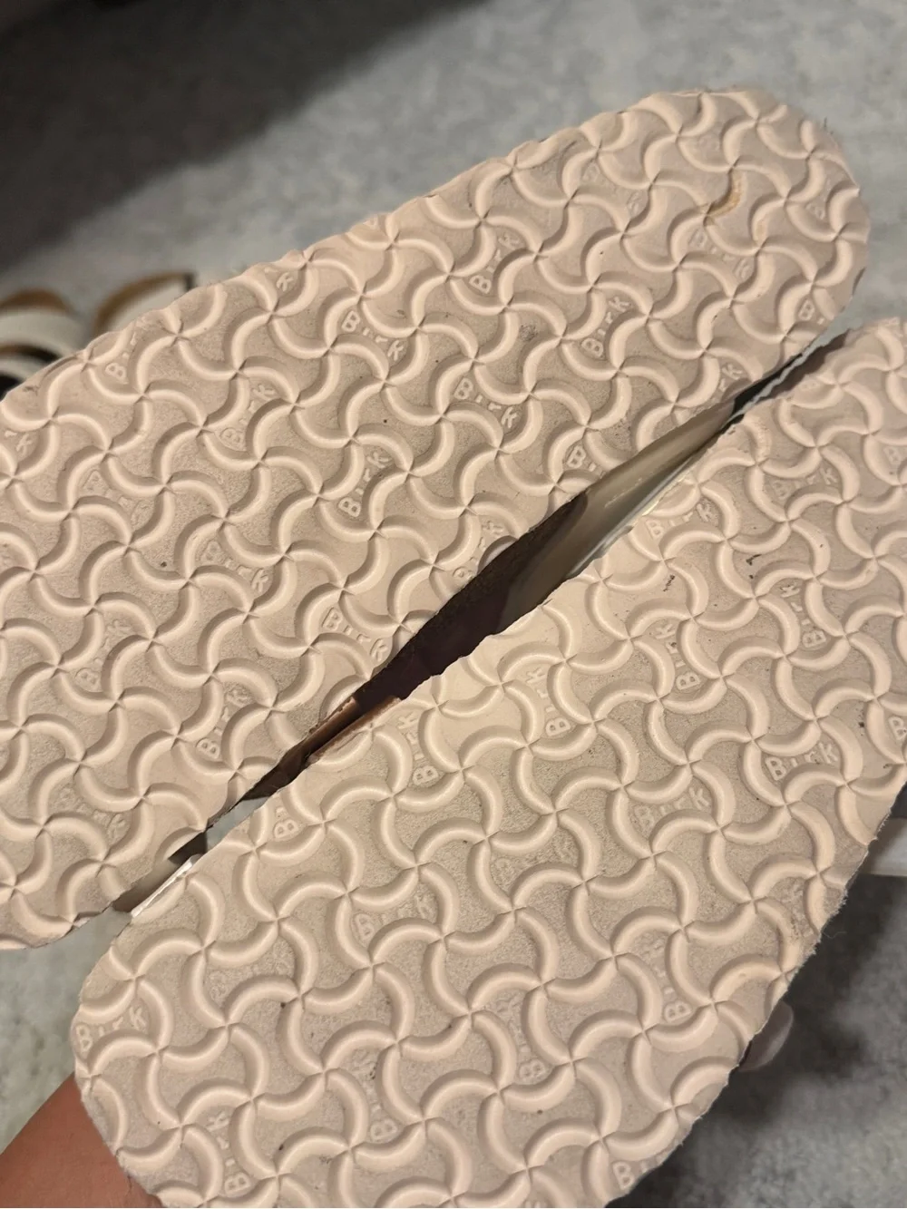 Birkenstock Girls Rose Gold and Pearl Sandals- WORN ONCE